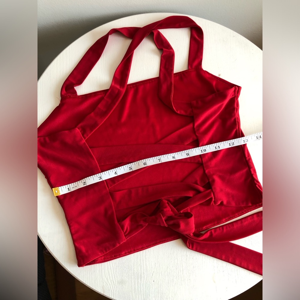 Meraki red crop top that cross crosses in the back size L Large - Picture 9 of 9